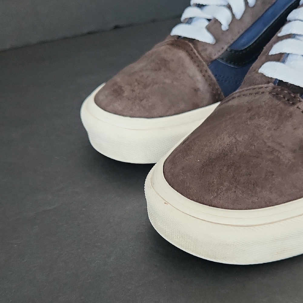 Vans Old Skool Pig Suede Navy Browm Womens 9 Mens 7.5 Unisex - Picture 4 of 8